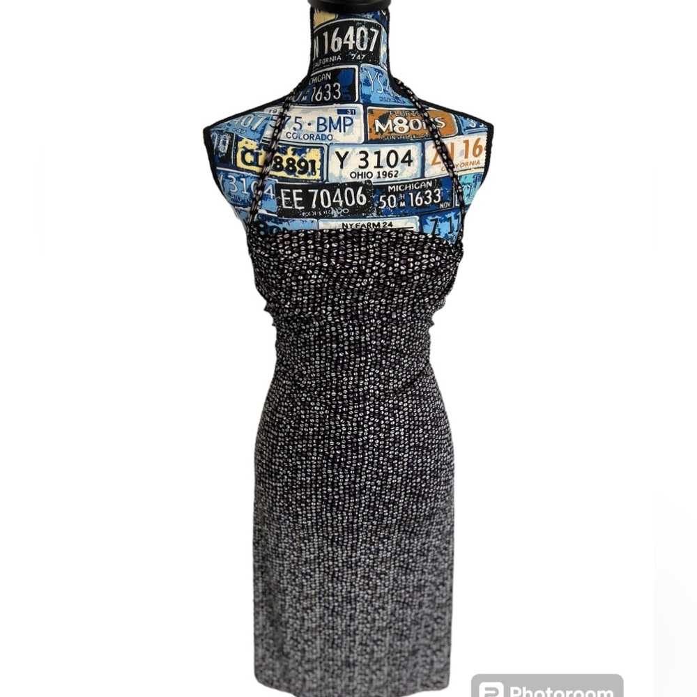 Byer Too California, geometric print, bodycon midi dress, square halter neckline